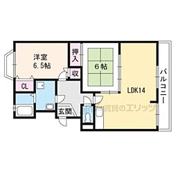 ドミール高野 3階2LDKの間取り