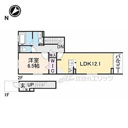 シエルクラスかわせみ 206 2階1LDKの間取り