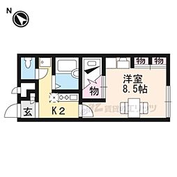 レオパレスメゾンこなんII 1階1Kの間取り