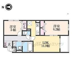 ヴェールフォンセ 301 3階2LDKの間取り