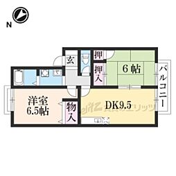 セジュール和 2階2LDKの間取り