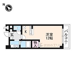 サニーサイドテラスＫ 8階ワンルームの間取り