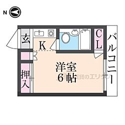 フォーレストハイツ3 201 2階ワンルームの間取り