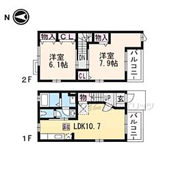 ジェントリーパレス 1階2LDKの間取り