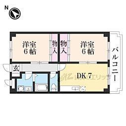 JR東海道・山陽本線 南草津駅 徒歩3分の賃貸マンション 3階2DKの間取り