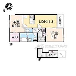 プロムナードかけはし 2階2LDKの間取り