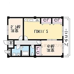 マロード月輪 2LDKの間取図画像