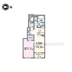 ヒカルサ仰木の里II 1LDKの間取図画像