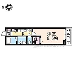 プランドール 1Kの間取図画像