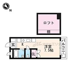 コーポユース 1Kの間取図画像