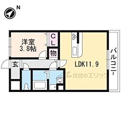 レイクキャピタル栗東 1LDKの間取図画像