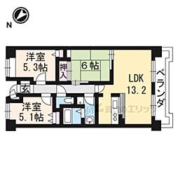 ツインオークス 3LDKの間取図画像