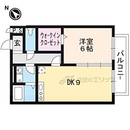 セジュール・コウハナA 1LDKの間取図画像