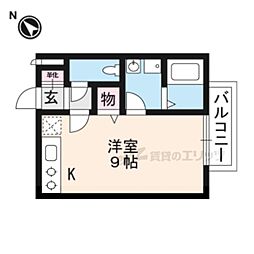 セジュールイハラ ワンルームの間取図画像