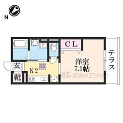 チェリーブロッサム勝部 1Kの間取図画像