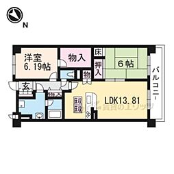 アウルコート大路 2LDKの間取図画像