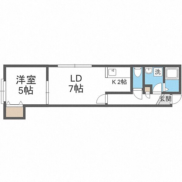 リトルリバー ｜北海道札幌市厚別区厚別西三条3丁目(賃貸アパート1LDK・2階・34.24㎡)の写真 その2