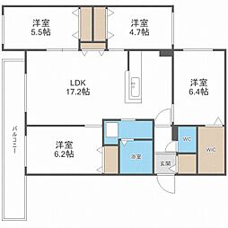 ゼスティ山の手 4LDKの間取図画像
