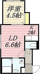 エステート北19 1LDKの間取図画像