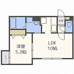 SUNLINE山鼻 1LDKの間取図画像
