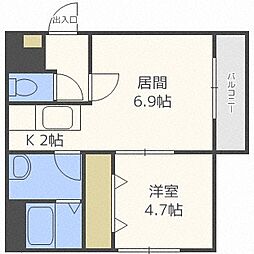 カハラコート1st 1LDKの間取図画像