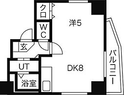 リライエンス円山 1DKの間取図画像