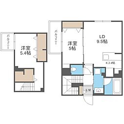 札幌市中央区南五条西11丁目マンション 2LDKの間取図画像