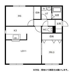 MTGARDEN西町南 1LDKの間取図画像