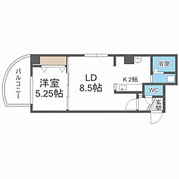 パークヒルズU・D・A 1LDKの間取図画像