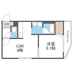mtガーデン円山 1LDKの間取図画像