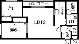 毘沙門天 2LDKの間取図画像