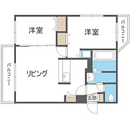 カプチーノ 2LDKの間取図画像