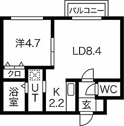MTガーデン山の手 1LDKの間取図画像
