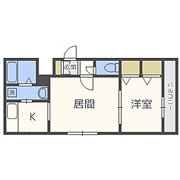 レジデンス学園前 1LDKの間取図画像