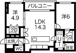 GALUSIA 2LDKの間取図画像