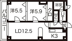サントアリオ・デ平岸 2LDKの間取図画像