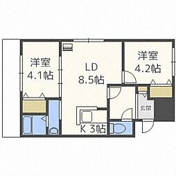 ブランシャール白石 2LDKの間取図画像