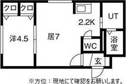 ルーエ琴似 1LDKの間取図画像