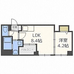 クラッセ知事公館前 1LDKの間取図画像