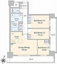札幌市中央区北三条西12丁目マンション 3LDKの間取図画像
