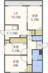 ルミエ琴似 3LDKの間取図画像