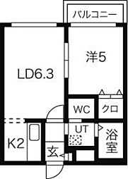 ブランノワールラヴイ 1LDKの間取図画像