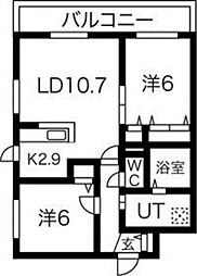 シャトーアネックス 2LDKの間取図画像