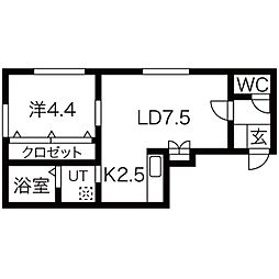 セナ発寒2 1LDKの間取図画像