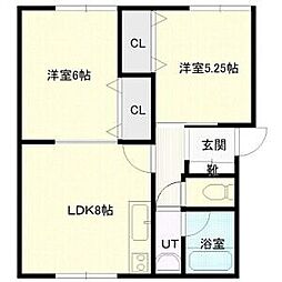 バルーンフラワー 2DKの間取図画像