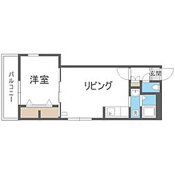 カサ・ロッソ西町 1LDKの間取図画像