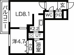 ピアチェーレ 1LDKの間取図画像