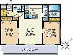 アトラス手稲 2LDKの間取図画像