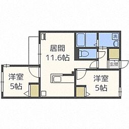 メニーズコート発寒中央 2LDKの間取図画像