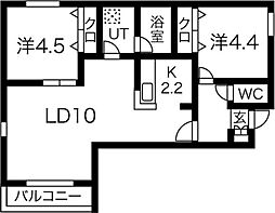 エルミタージュ発寒 2LDKの間取図画像